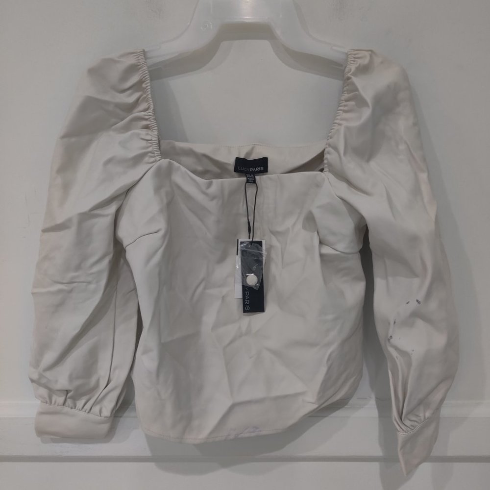 SOILED Lucy Paris Womens Crop Top Faux Leather Square Neck Top Size M $80 2A088